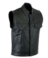 Mens Motorcycle Handmade Sleeveless Retro Biker Real Leather Vest with Multiple Pockets - MNCLeather